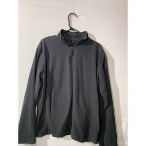 Lands End Black Fleece Pullover Mens L 42-44 1/4 Zip